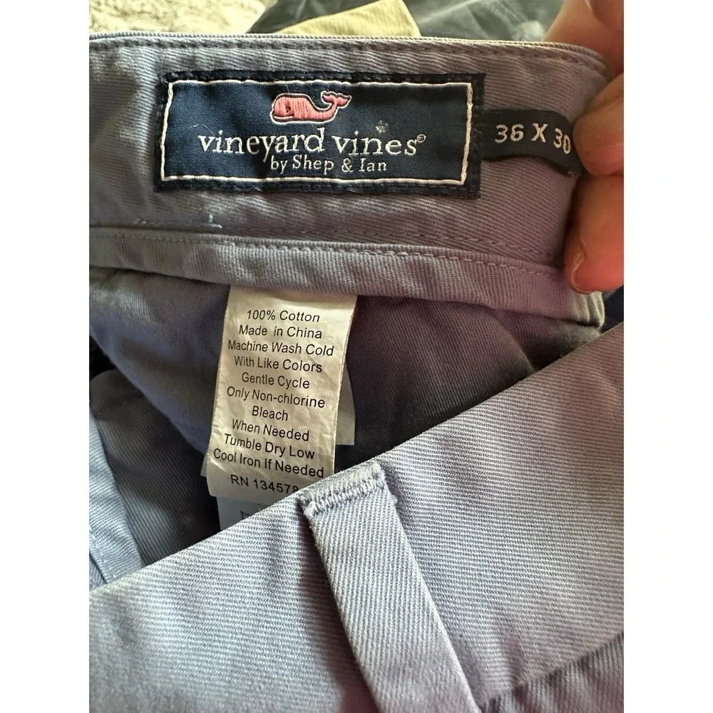 Vineyard Vines Pants‎ Mens 36x30 Light Blue Cotton Blend Breaker Pant Flat Front